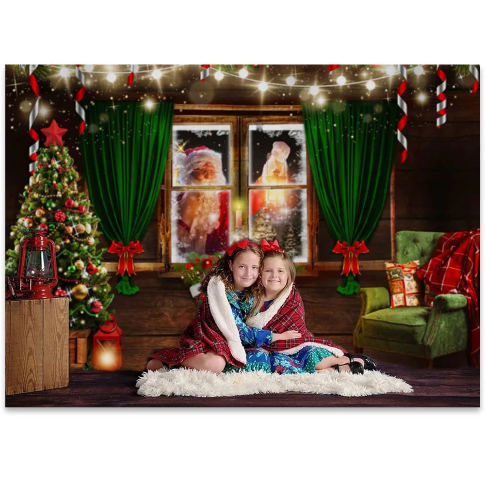 크리스마스 밤 사진 배경 산타 크리스마스 트리 양말 사진 소품, 어린이 초상화 사진 스튜디오 사진 배경