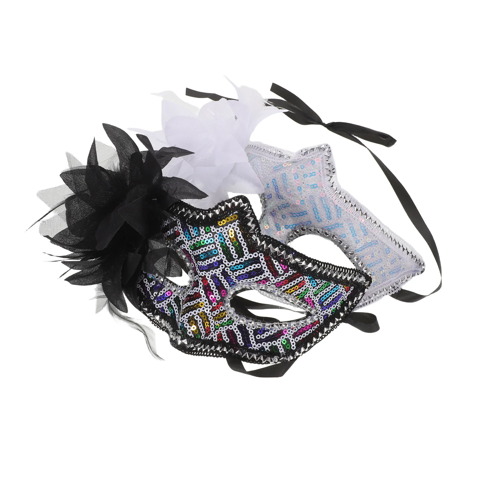

2Pcs Shiny Sequins Half Face Mask Women Masquerade Party Carnival Halloween Costume Accessory Masquerade Mask for Women