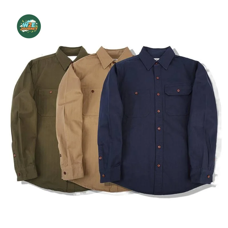 

W2EJOURNEY Высокое качество, размер ЕС, США, однотонная хлопковая рубашка с узором «елочка», мужская винтажная рабочая одежда инженера, рубашка с длинным рукавом