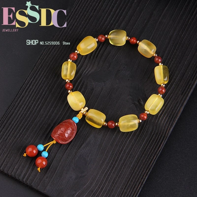 

Casual Agate Tortoise Pendant Bracelet Jewelry Wholesale Amber New Natural with Southern Red Beeswax Baltic