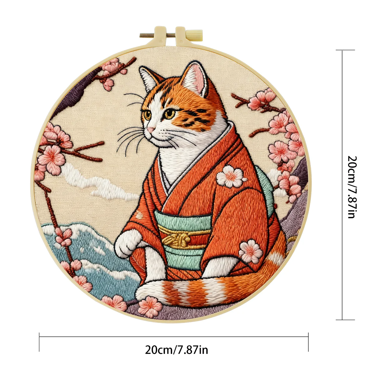 1 Stück 20X20CM/15X15CM 7,87/6,3 Zoll Katzen-Stickerei-Starter-Kit DIY-Kit DIY-Stickerei-Set für Anfänger Nähkunst – Detail 4