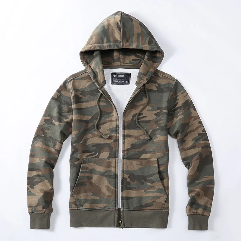 Men's Camouflage Knitted Hoodies Jacket Cotton Coats Autumn Winter Cardigan Outerwear Top For Male