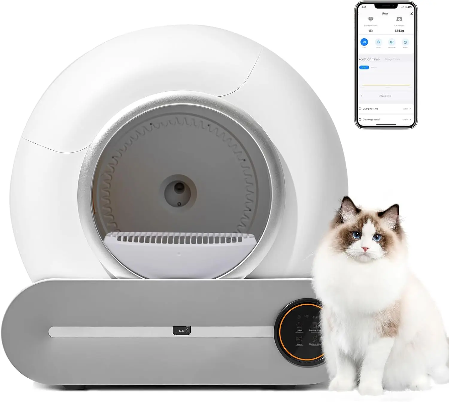 

Self-Cleaning Cat Litter Box, Smart Cat Litter Cleaning Robot with APP Control, Automatic Cat Litter Box, Secure Alert/Health