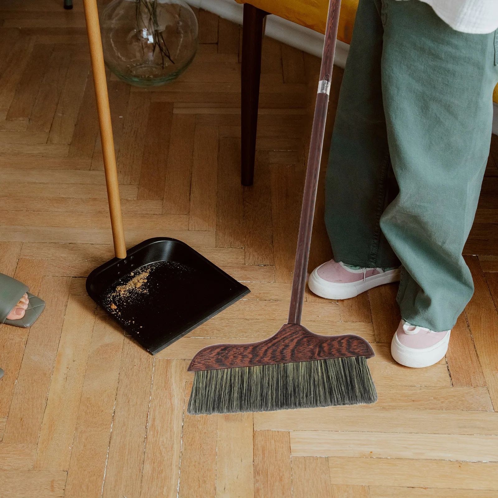 

Chicken Wing Wood Broom Long Handle Floor Cleaning Tool For Home Kitchen Office Heavy Duty Household Broom Wooden Brush