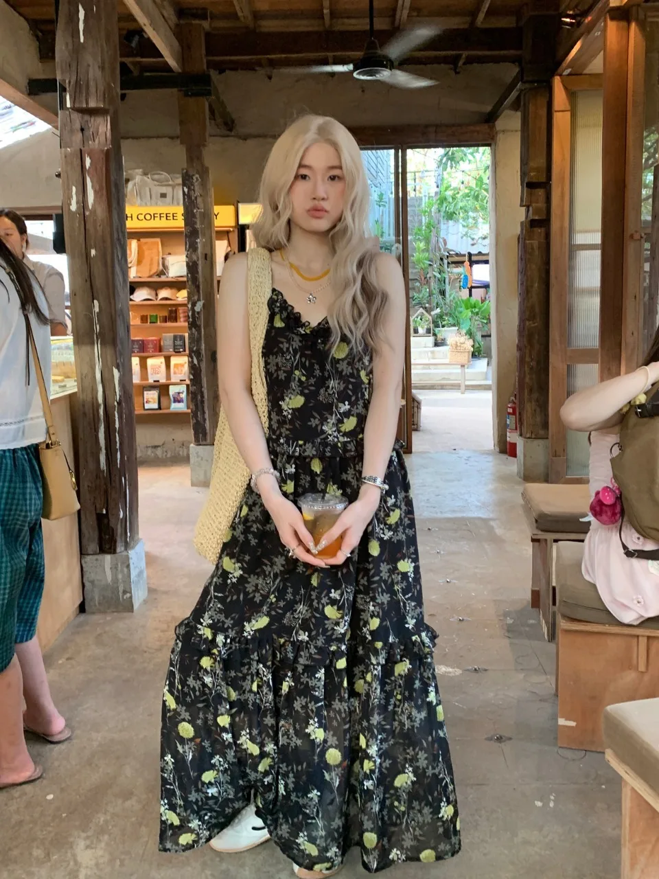 

plus Size Women's Vintage Floral Lace Trim off oulder Long Summer Dr Loose Fit Korean Sle High Waist Midi Skirt