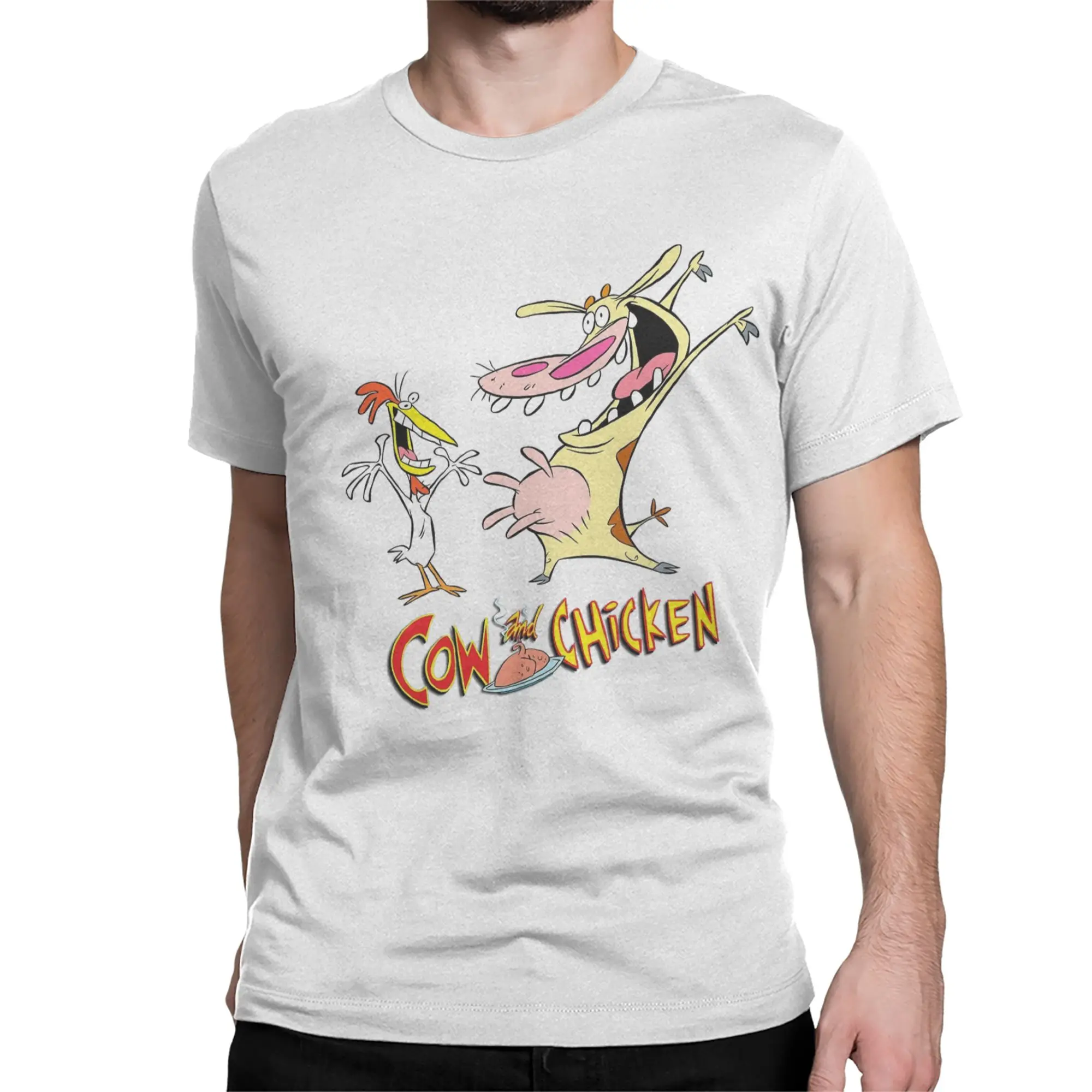 Men Women T-Shirts Surf's Up The Cow and Chicken Pure Cotton Tees Short Sleeve  T Shirt Round Collar Tops Graphic Printed