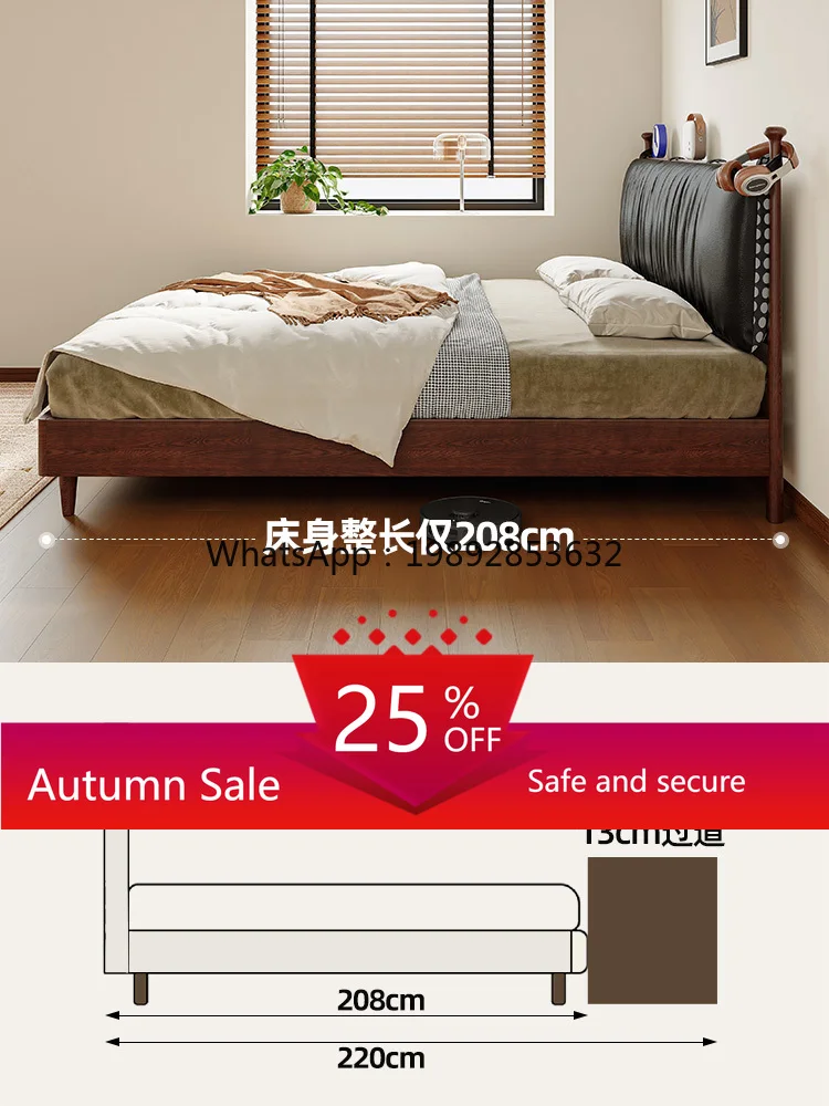 

LYY Vintage Style Solid Wood Rattan Bed White Ash Simple Wedding Bed Bedroom Double Bed