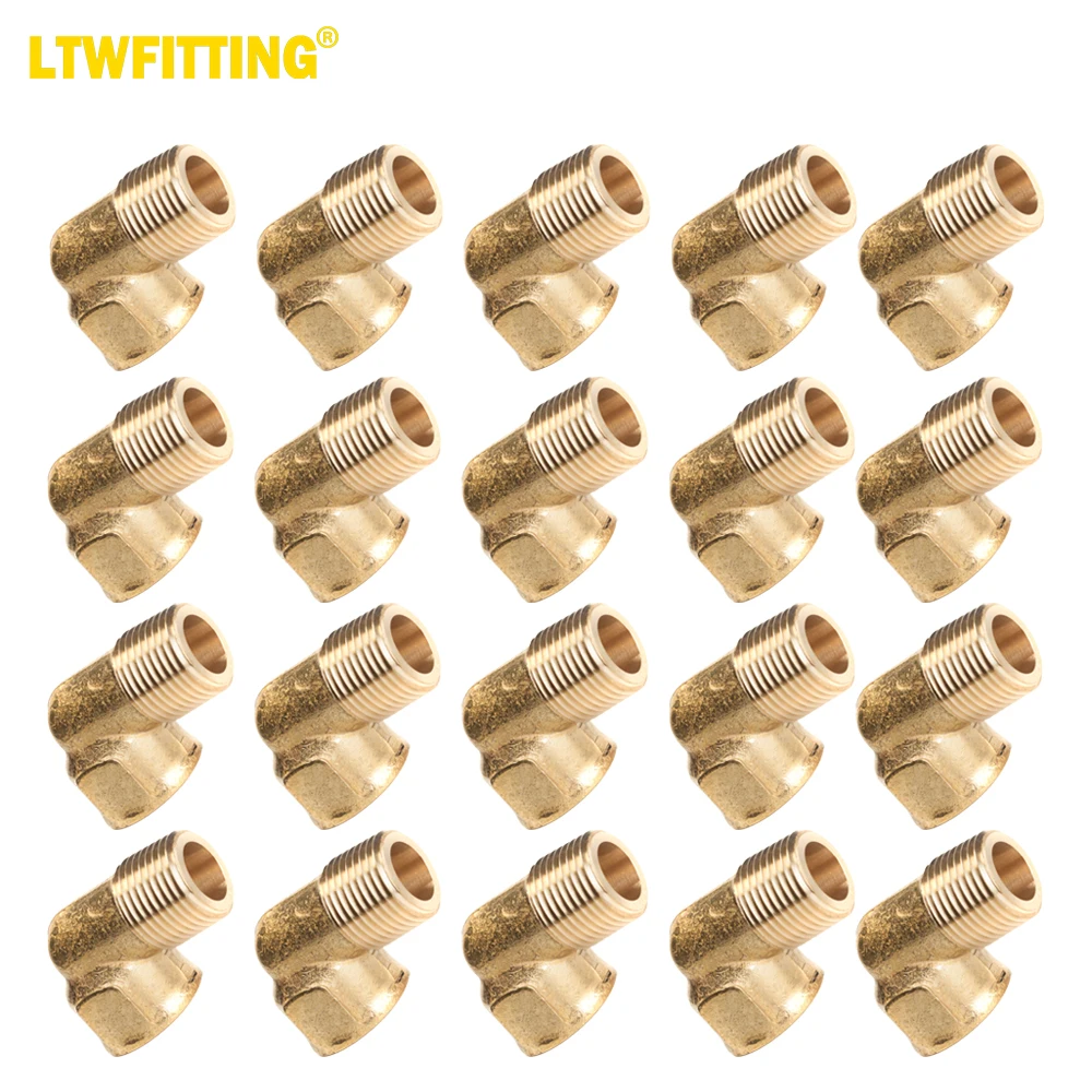 

LTWFITTING Brass Pipe 90 Deg 3/8-Inch NPT Street Elbow Forged Fitting Fuel Air Boat(Pack of 20)