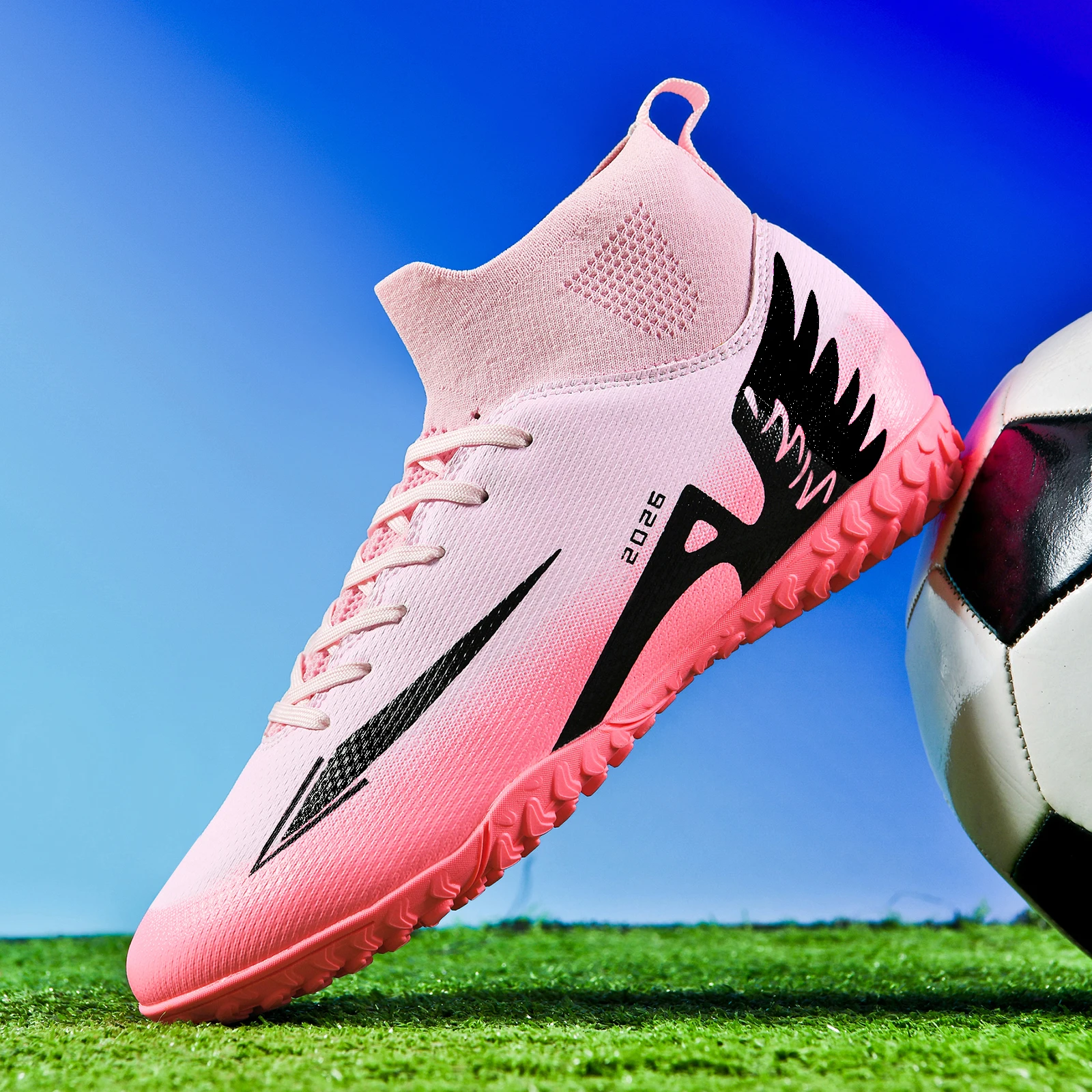 

Mens Football Shoes New FG/TF Wear-resistant Breathable PU Leather Synthetic Grass Training Competition Football Boots for Man