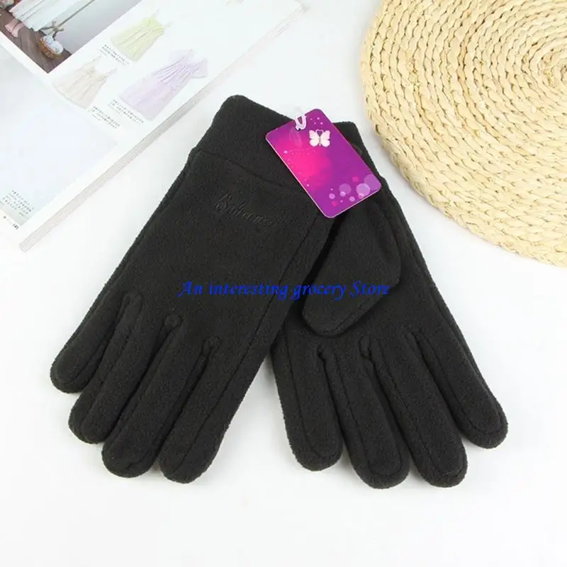 

652D Men Winter Fleece Gloves Wind Proof Thicken Warm Gloves for Football Ski Snow