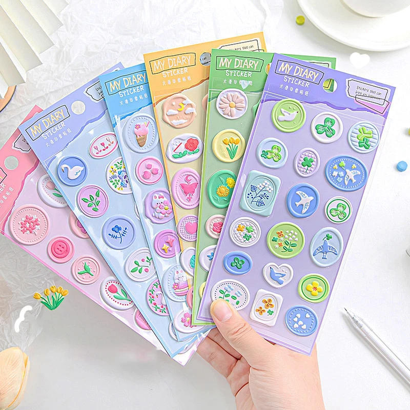 18pcs/set Kawaii Wax Stamp Stickers Envelopes Seal Sticker DIY Scrapbooking Journal Planner Decorations Korean Stationery office