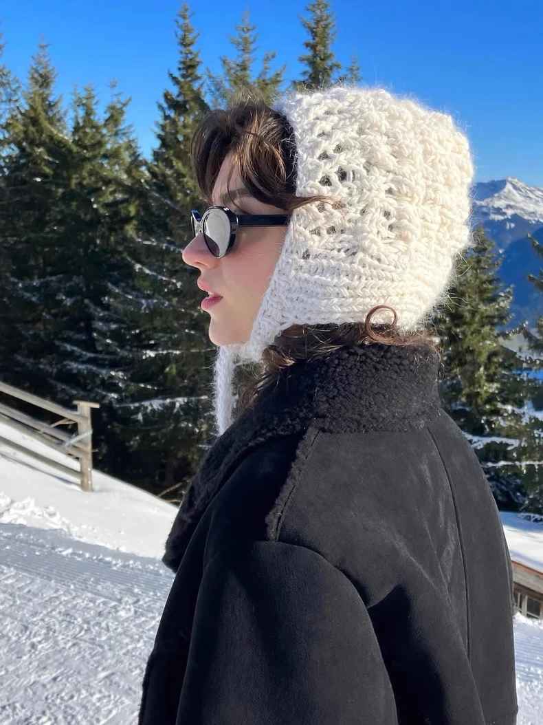 Gestrickte Gehörschutzhüte für Damen und Herren, warme Wintermütze, Unisex, Sturmhaube, Outdoor, kältebeständig, Ohrkappe, Damen, Skullies-Hüte – Detail 1