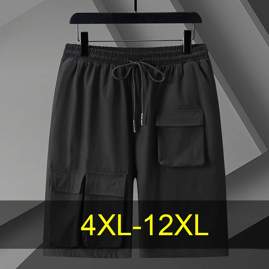 

Summer Cargo Shorts Men 12XL Plus Size Shorts Fashion Casual Short Pants Male Summer Elastic Waist Shorts Big Size 12XL