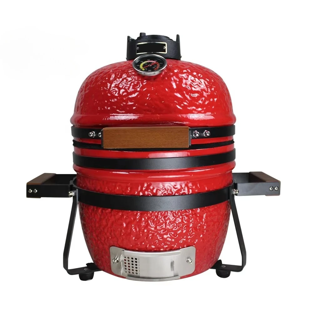 

13 Inch High Quality Egg Shaped Ceramic Kamado Grill Mini Outdoor Garden BBQ Smoker Fueled By Charcoal Steel & Metal