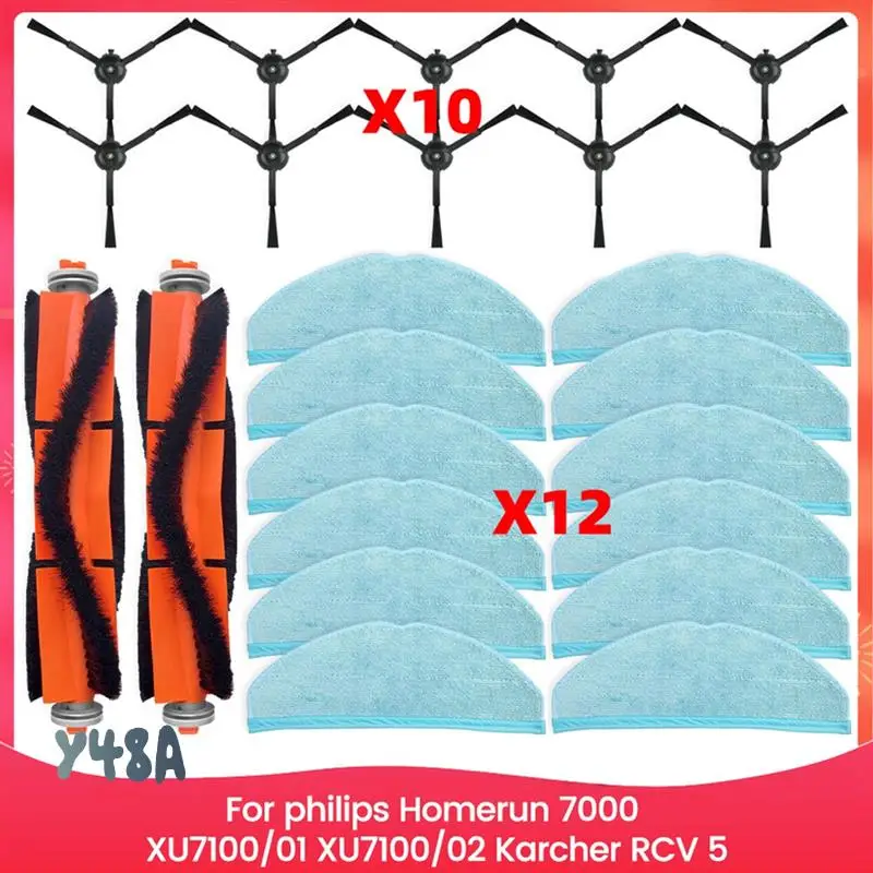 

For Homerun 7000 Series XU7100/01, XU7100/02, Karcher RCV 5 Vacuum Parts Main Roller Side Brush Mop Cloth-Y48A