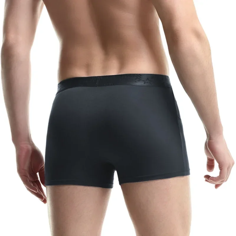 

5pc Men's ice silk briefs, sporty quadrangle shorts, summer thin, comfortable and breathable mesh bottom pants