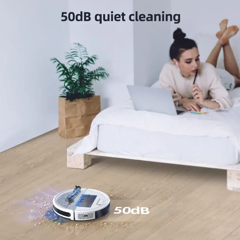 Robot Vacuum e Mop Combo, 4000pa forte sucção, G20, Aspirador de pó, Auto-carregamento, 150Min Max, Controle Remoto e Voz