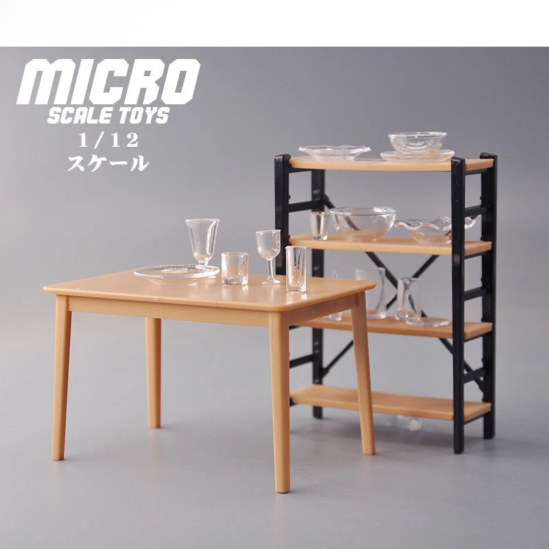 

1:12 Scale Clear Acrylic Dollhouse Tableware Set, Miniature Dishes Plates for Kitchen Diorama Action Figure Display Decor