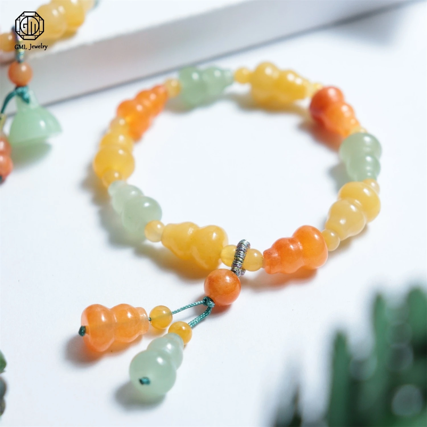 Natural Lavender Purple Pumpkin Shaped Multicolor Beads Bracelet Healing Crystal Fashion Daily Wear Jewelry Gift for Women