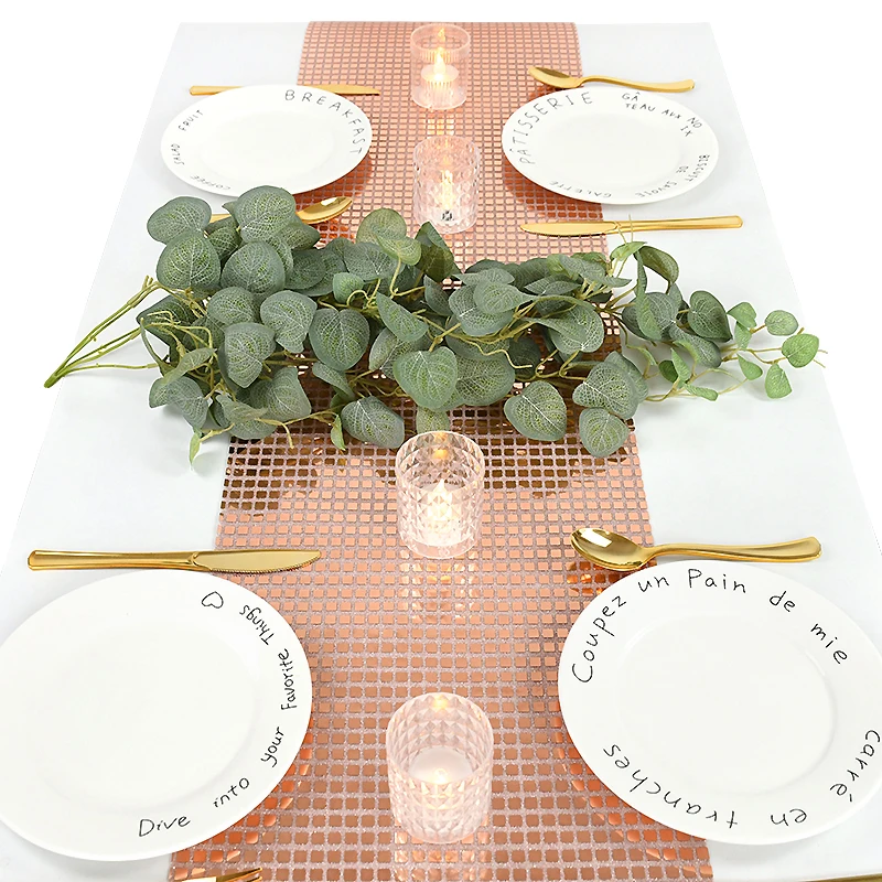 Gold/Rose Gold Silvery Dining Table Decoration Table Runner Christmas Wedding Birthday Baby Shower Party Banquet Decor