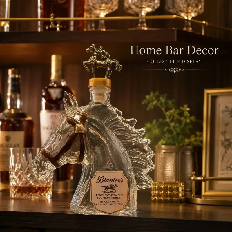 Horse Shape Whiskey Decanter Creative Glass Liquor Bottle Home Bar Decoration Collectible Display Gift for Men