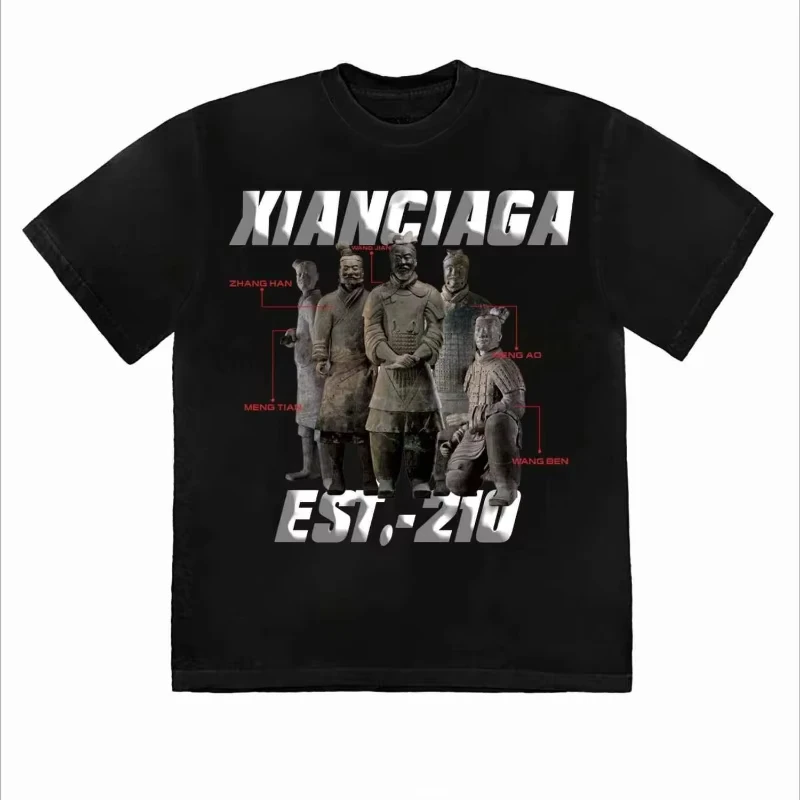

One of The Eight Wonders, Terracotta Warriors and Horses Printed 100%Cotton Creative Men's and Women's Casual Loose T-shirts