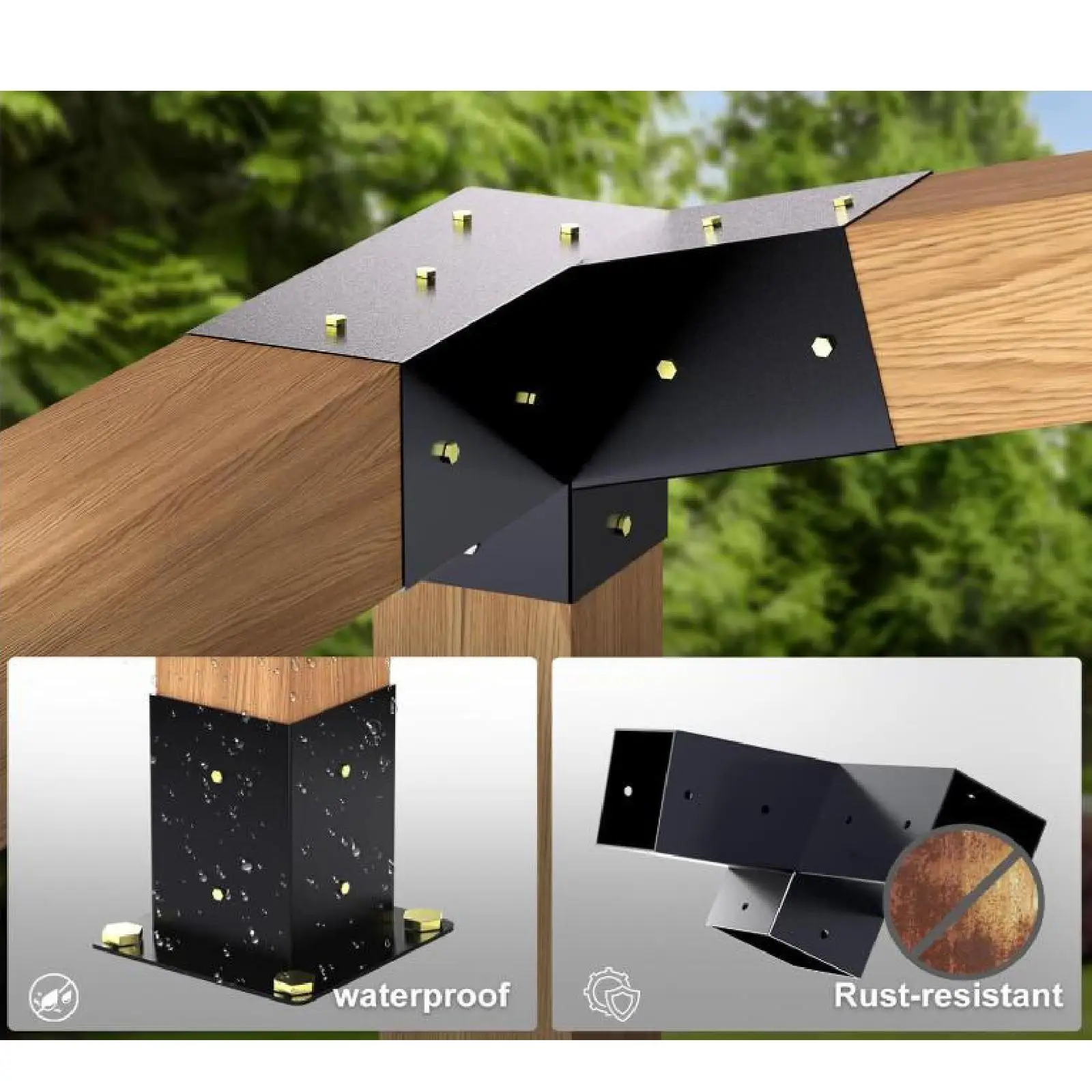 15 Degree 3 Way Pergola Bracket Hotel Home DIY Slanted Roof Mounted for Park Outdoor Venues Restaurants Backyard Log Cabin