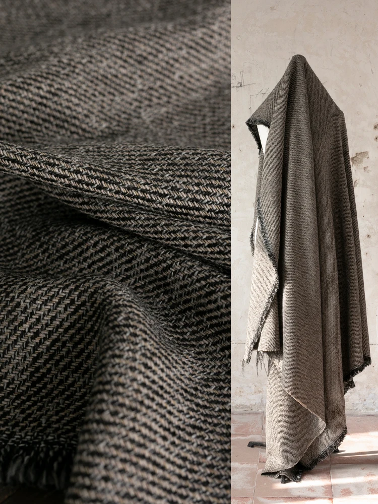 1yard Brown Twill Wool Thickened Non-Elastic DIY Heavy Cloth for Overcoat Coat Vest Autumn and Winter Clothing