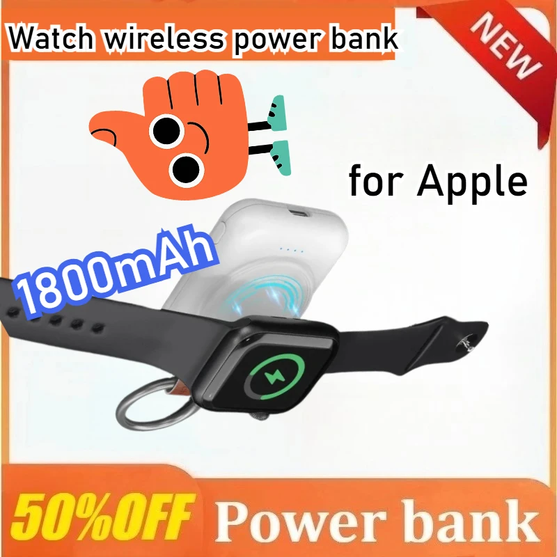 1800 mAh Power Bank Draadloze oplader voor Samsung Galaxy Watch Classic Pro voor Apple 8 7 6 Ultra SE-serie Horloge Magnetisch
