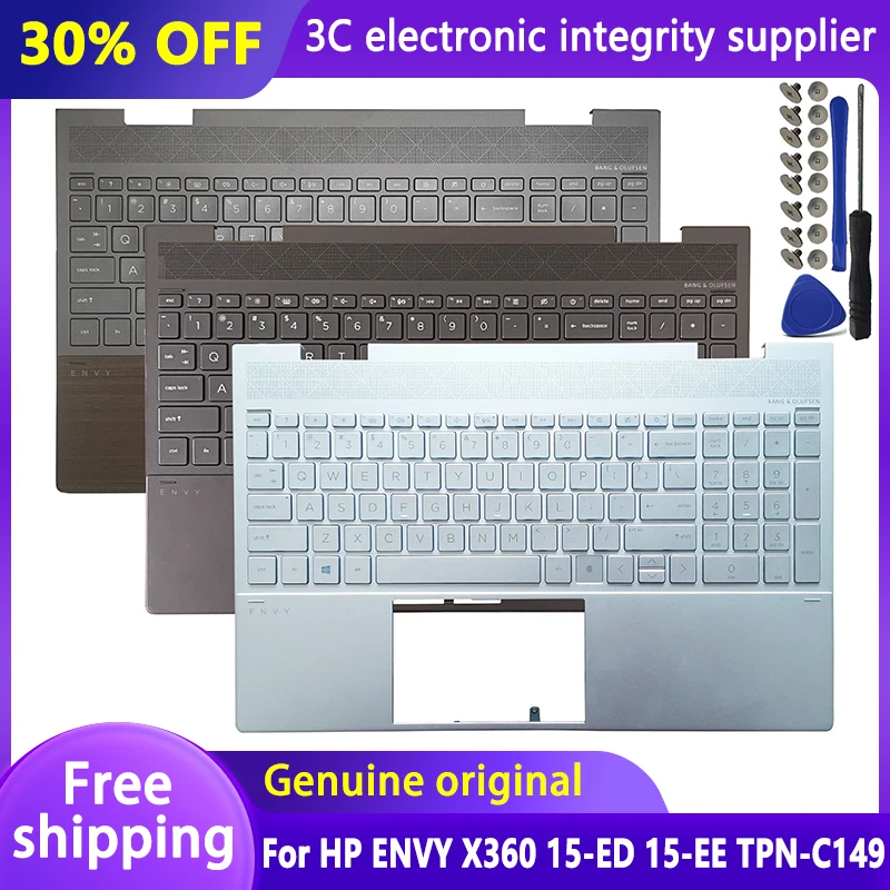 

Original New for HP ENVY X360 15-ED 15-EE TPN-C149 Laptop Keyboard with Backlit Palmrest Upper Cover Topcase Replacement Housing