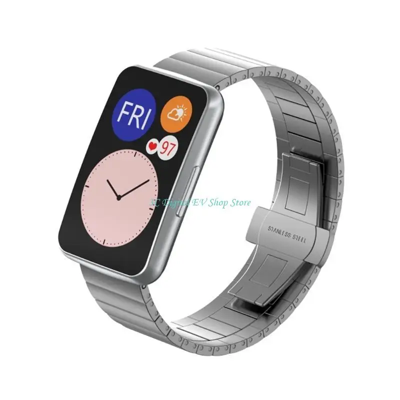 

E74D Metal Strap Suitable for Huawei Watch Fit Fashionable Durable Smartwatch Double Color Bands Replace Sport Wristband Gift
