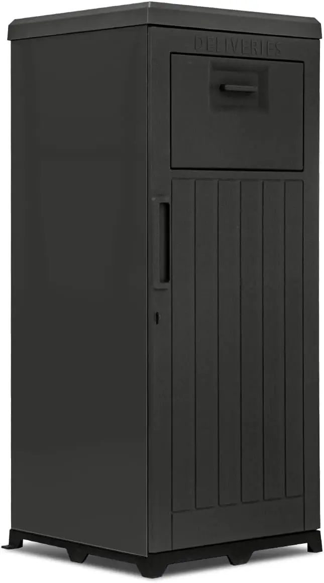 Domi Outdoor Package Delivery Box 60-Gallon - Weatherproof Double-Wall Resin, Lockable Parcel Drop Box for Porch/Curb