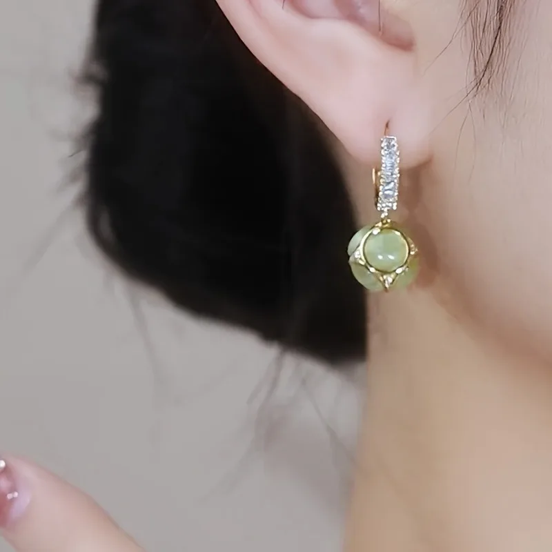 

1 Set Of 2 Elegant Women's Ball Pendant Earrings - Allergy-proof Studs, Fashionable Elegant Luxury Design