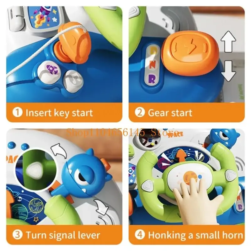 Volante in ABS giocattolo interattivo di simulazione del conducente del bambino 5asd con suoni di luci per l'apprendimento e il gioco di ruolo in età prescolare