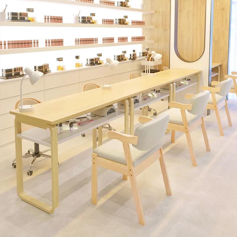 

/Wooden Mesa Manicure Table Modern Easy Clean Aesthetic Simple Manicure Table Design Reception Tavolo Per Unghie Salon Furniture