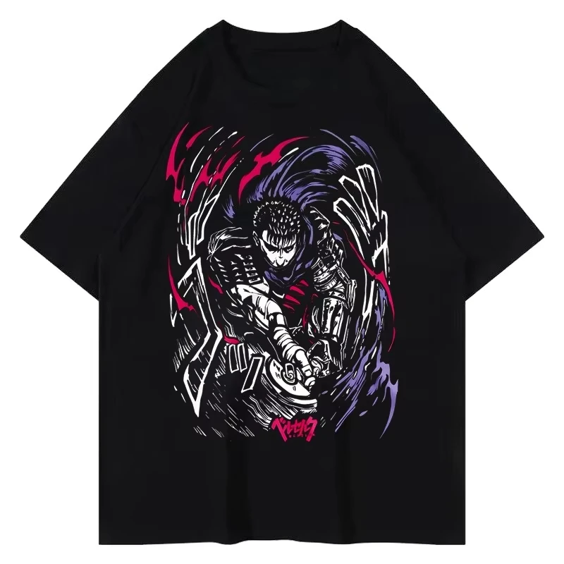 

Summer Men's Clothing Anime Berserk Print Graphic T Shirts Y2k Clothes Cotton Men's Short Sleeve Tee Tops Harajuku