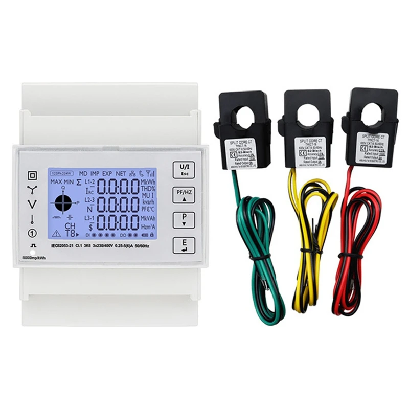 

TAC4321CT Three Phase Din Rail Wifi Tuya Mutil-Function Energy Meter With KCT16 Current Transformer 230/400VAC