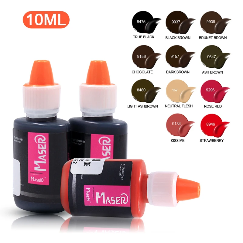 10ml Tattoo Ink Permanent Makeup Pigments for Tattoo Machine pigmento Microblading Pigment Eyebrow Lip Eyeliner Make up 25 color