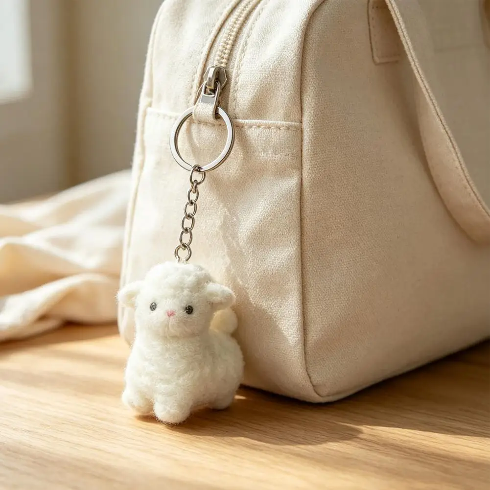 10Pcs Cute Flocked Sheep Pendants, 3D Animal Charms, Mini Sheep Backpack Charms For DIY Earrings, Keychains