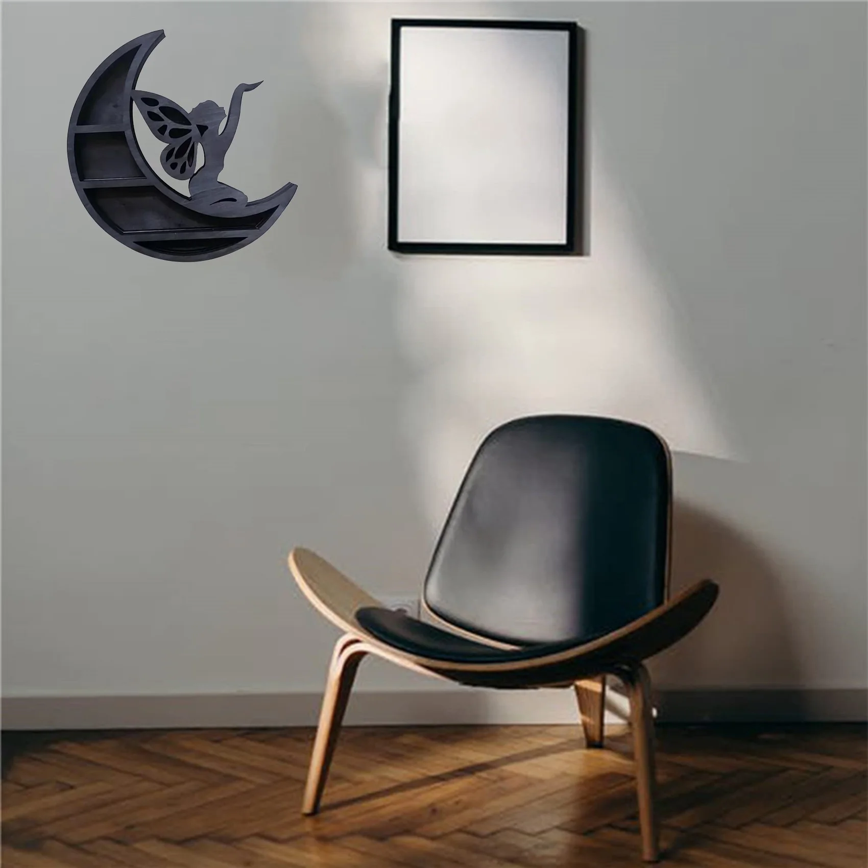 

ABBY-Moon Elf Кристалл Деревянная полка в форме сердца Кристалл Эфирное масло Дисплей Настенная полка Гостиная Домашняя витрина