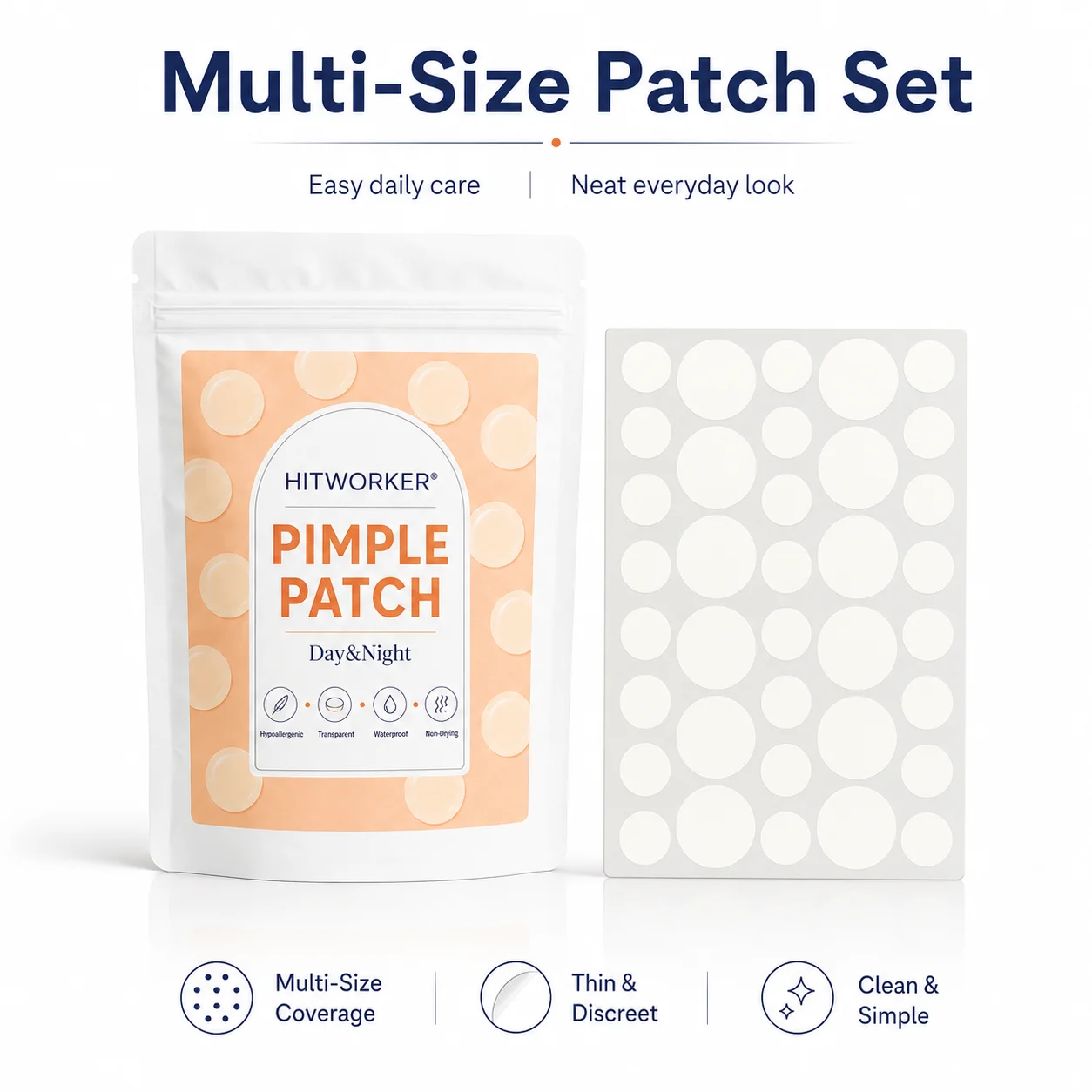 360PCS Pimple Cover Patches, Clear-Look Hydrocolloid Beauty Patches For Day And Night Use, Hemmed Style Easy Peel Spot Cover