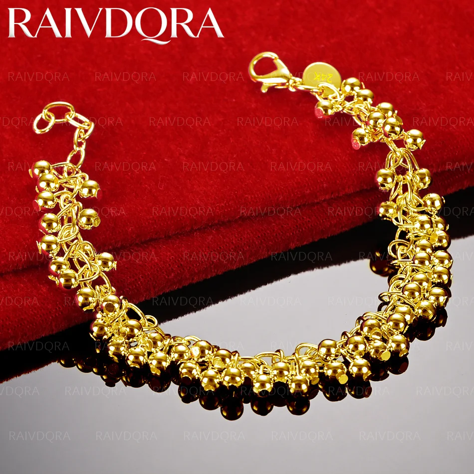 

18K Gold Plated Frosted Grape Beads Chain Bracelet For Women Fashion Jewelry Charm Grace Birthday Gifts Wedding