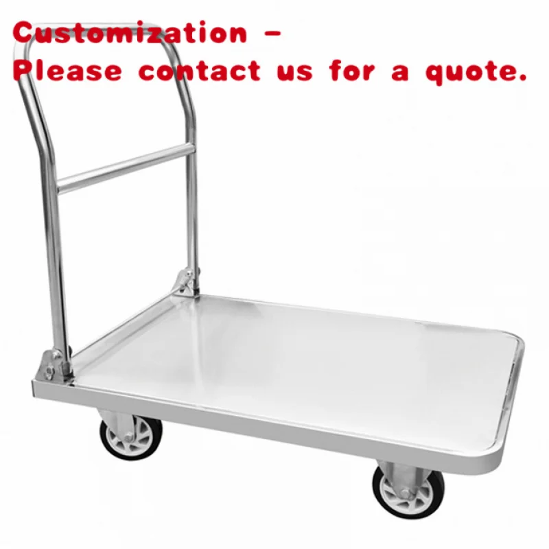 

custom.50*70cm Stainless Steel Restaurant Folding Trolley Hand Truck/Cart Platform Trolley with 100mm Caster Wheel