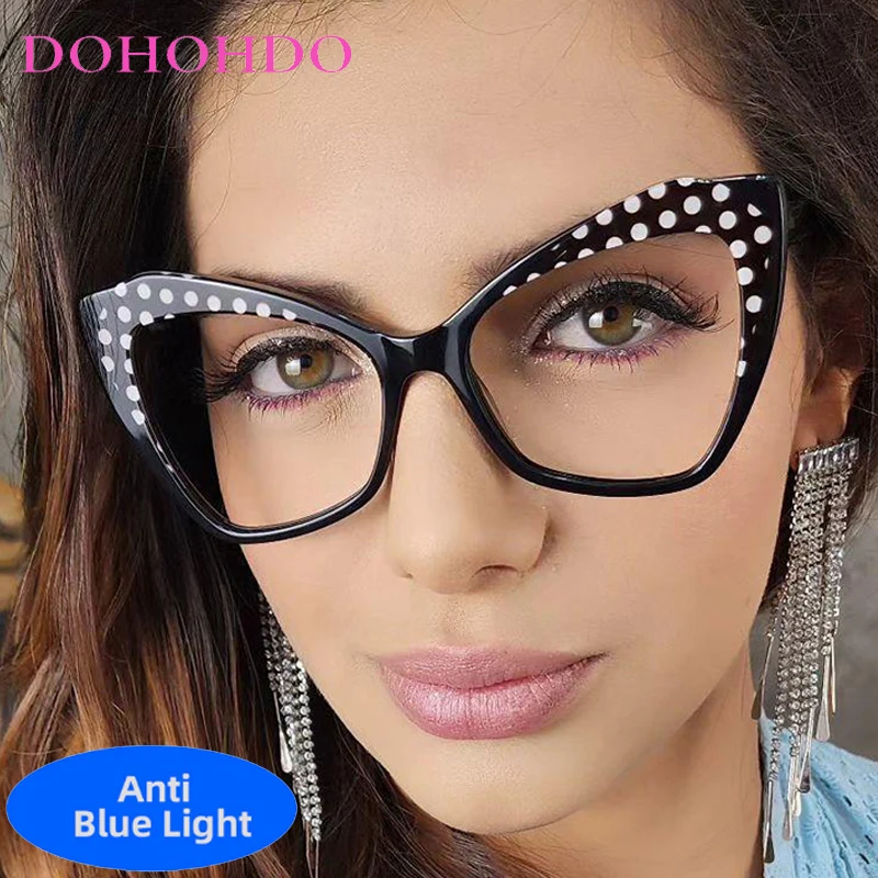 

Fashion Cat Eye Assorted Colors Eyeglasses Women Retro Brand TR90 Big Frame Optical Spectacle Blue Light Blocking Glasses Очк