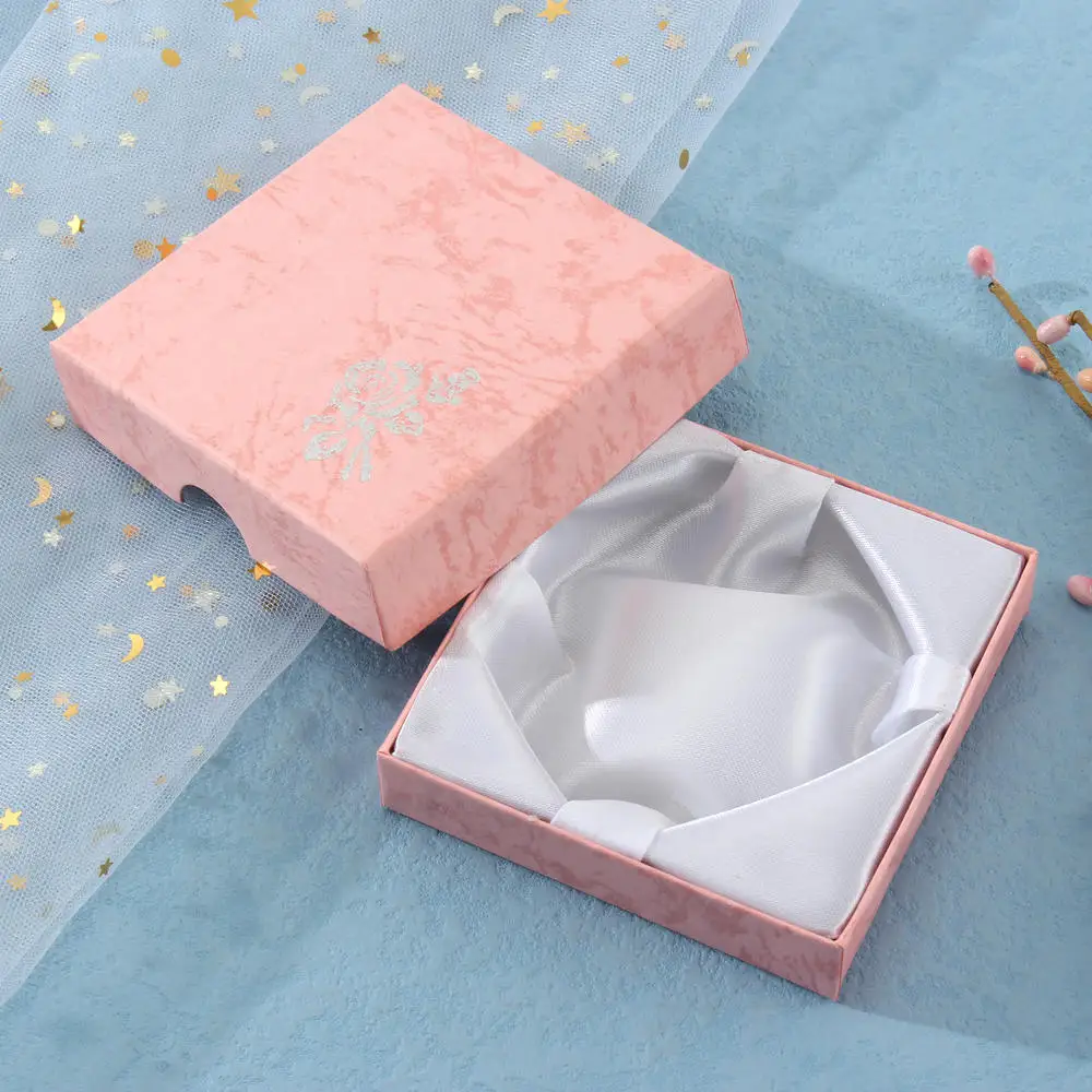 1PC 9x9x3cm Square Jewelry Packaging Case Flower Print Bracelet Display Box Necklace Cardboard Gift Box Jewelry Organizer Cases