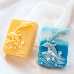 Surfing Dolphin Silicone Soap Mold DIY Relief Animal Soap Making Kits Handmade Cake Candle Mold Gifts Craft Supplies Home Decor