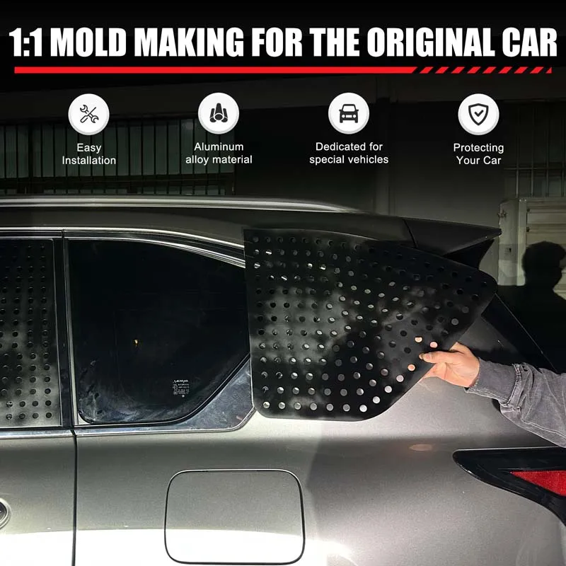 1Pcs Aluminum alloy black For Lexus LX 2022+car rear triangle window honeycomb panel decorative sticker protection accessories