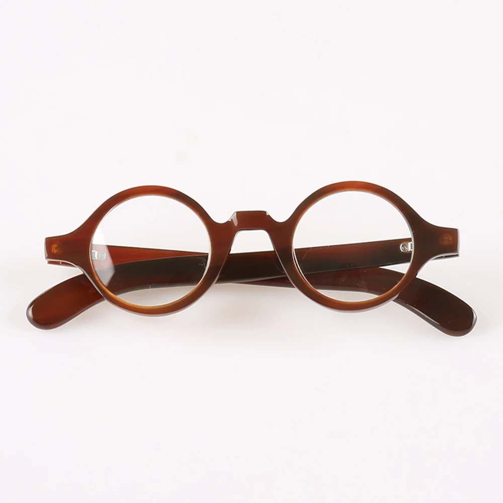 

Eyeglass Frames Unique Vintage Round Retro Handmade Light Coffee Horn Prescription Man's Glasses Frame Myopia Reading Eyeglasses