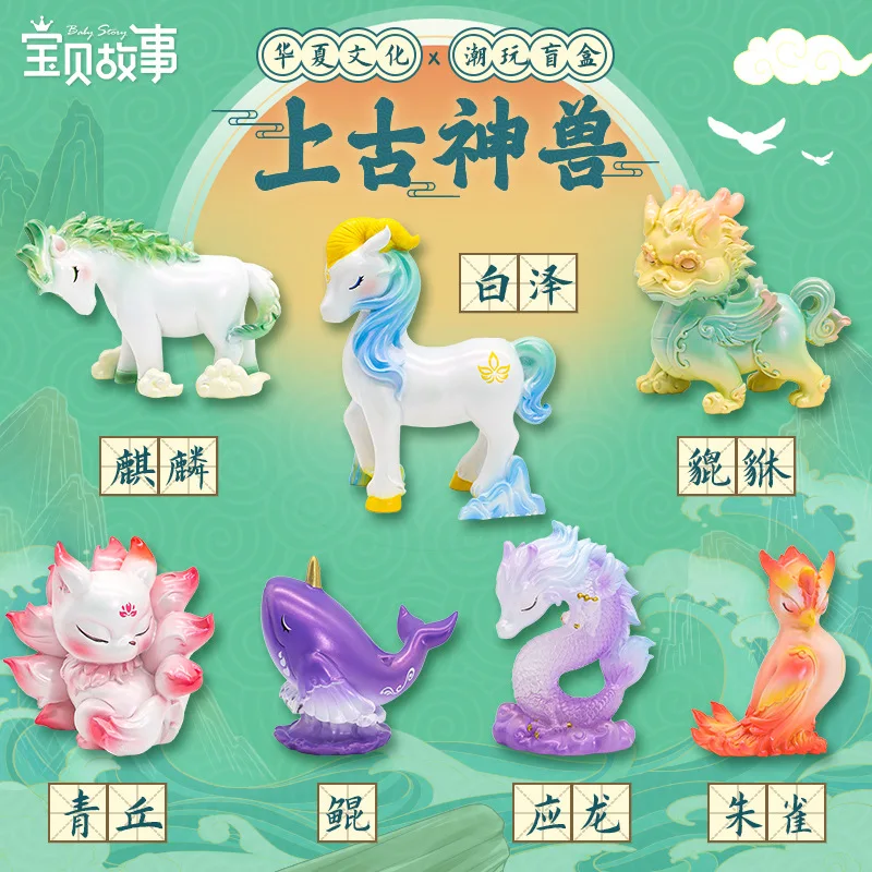 Four Great Divine Beasts China's Ancient Beast Figurine Collectible Toy Fun Decoration Holiday Desk Decor Mini Ornaments