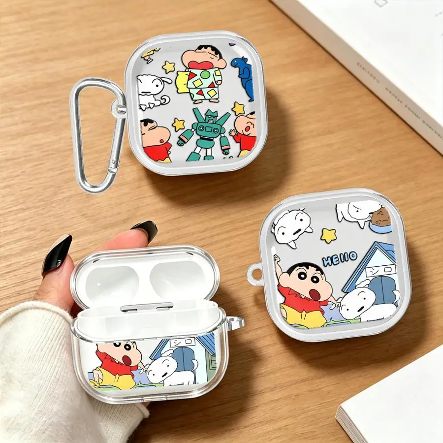 Clear Earphone Cases Cover With Hook Case For Redmi Buds 8 Lite 6Active 8Active 6 Pro 5 7 C-Crayon Shin-chans Anime